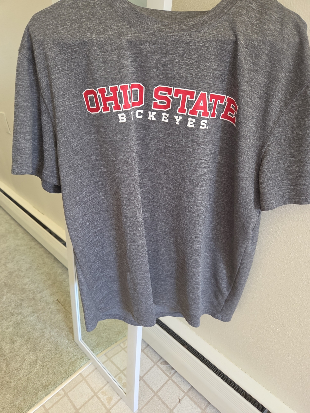 Ohio State Buckeyes Gray Tee with Red Logo
